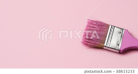 pink paintbrush with pink paint, banner format 88615233