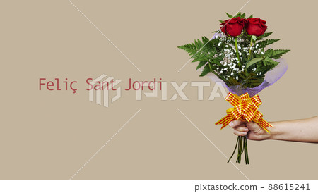 roses and text happy Saint George Day in Catalan 88615241