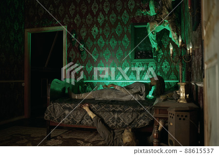 Spooky zombie monsters in abandoned room house Spooky zombie monsters in abandoned room house 88615537