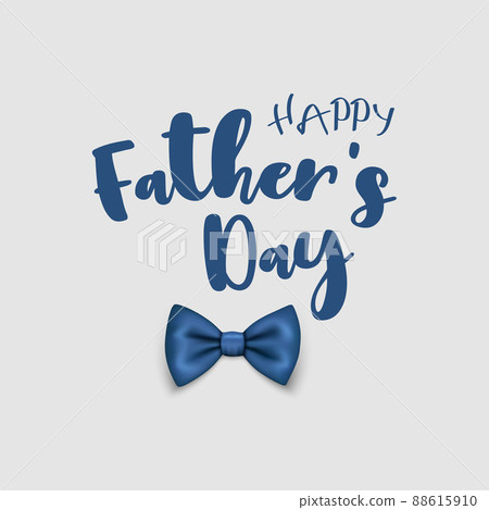 Fathers Day, June 19th. Vector Background. Banner with Blue Realistic Bow Tie, Lettering, Typography. Silk Glossy Bowtie, Tie Gentleman. Fathers Day Holiday Concept 88615910