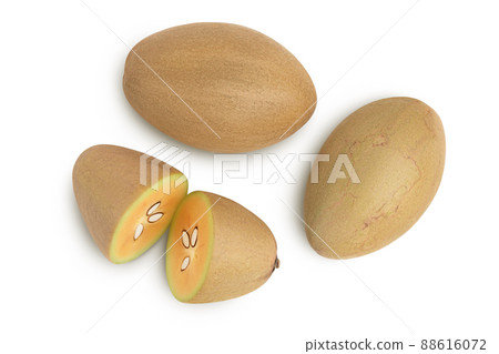 Sapodilla isolated on white background with clipping path and full depth of field. Top view. Flat lay 88616072