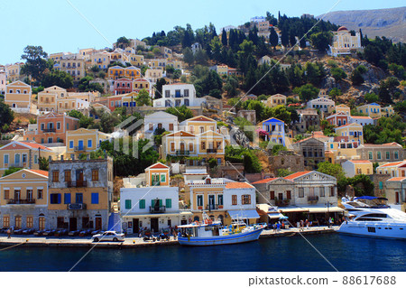 Historic Simi island houses and boats Historic Simi island houses and boats 88617688
