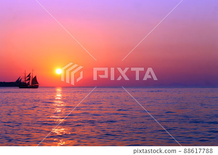 Purple vessel sunset on the infinite ocean Purple vessel sunset on the infinite ocean 88617788