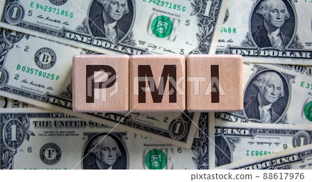 Concept word 'PMI' on cubes on a beautiful background from dollar bills. Business concept. 88617976