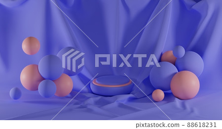 3 d render. podium pedestal. abstract minimal display empty space. geometric podium for beauty cosmetic product. 3d illustration 88618231