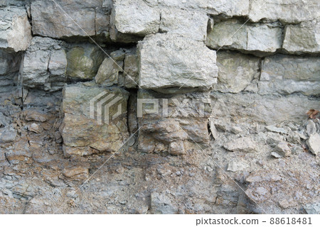 limestone rock Layers and cracks in sedimentary rock,can be used as background or texture. Cracks and layers of sandstone in Baltic countries, Estonia 88618481