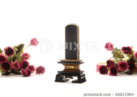 Mortuary tablets and flower arrangements for memorial service at hand 3 88621964
