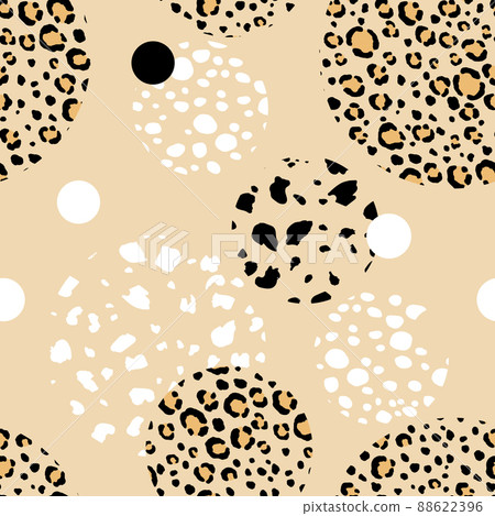 Abstract modern leopard seamless pattern with circles. Animals trendy background. Color decorative vector illustration for print, card, fabric, textile. Modern ornament of stylized skin 88622396