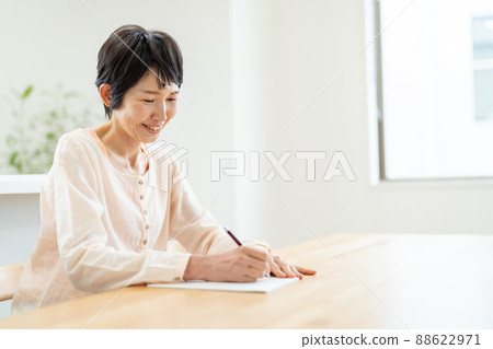 Middle woman writing a letter Middle woman writing a letter 88622971