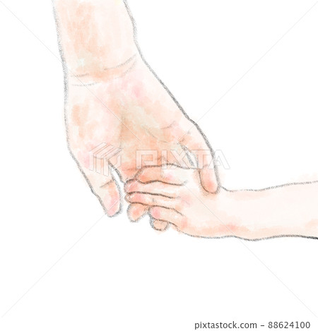 一個成年人和一個孩子手牽手的插圖 88624100