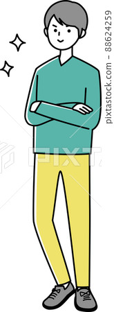 Adult male arm-folded pose with line - Stock Illustration ...