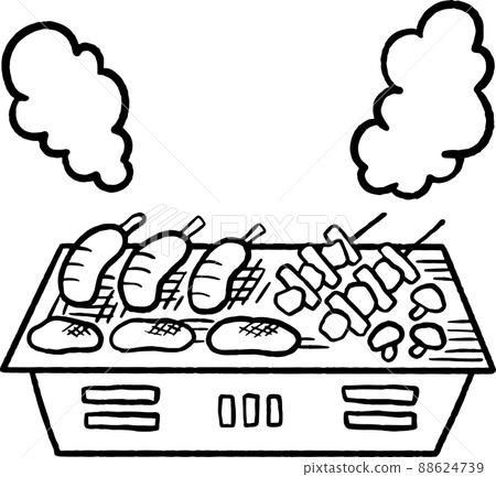 Illustration of barbecue line drawing only 88624739