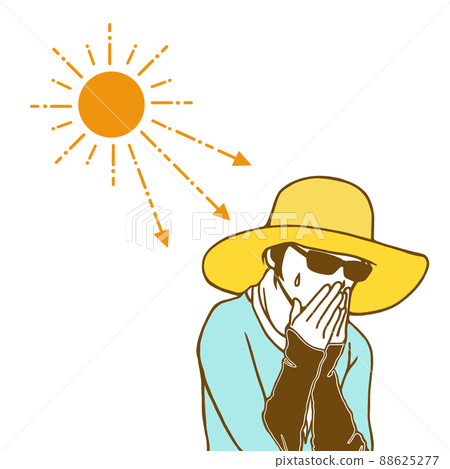 Comical illustration of a woman avoiding the sun 88625277
