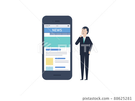 Illustration material of a man who efficiently collects information with a news app Illustration material of a man who efficiently collects information with a news app 88625281