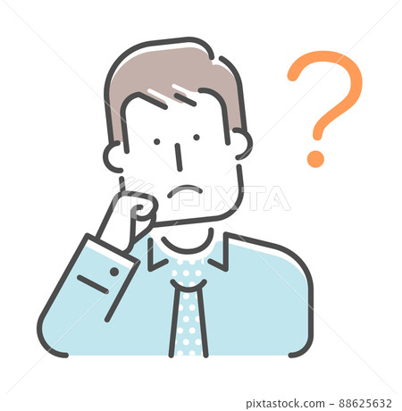 Young male office worker upper body vector illustration / question / question / troubled 88625632