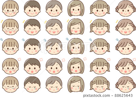 Children's facial expression icon set 88625643