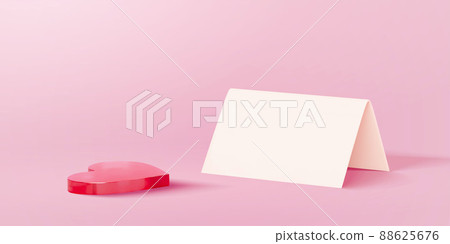 3D blank paper stand and red heart 88625676