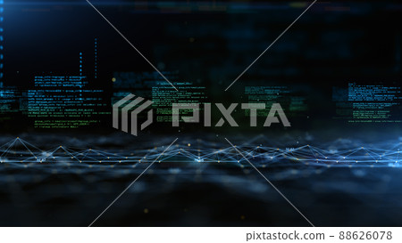 Digital Cyberspace and Digital Data Network Connections. High Speed Connection and Big Data Analysis, Technology Environment Digital Matrix Abstract Background. 3d Rendering 88626078