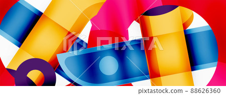 Minimalist geometric abstract background. Lines, circles with shadow effects composition wallpaper design Minimalist geometric abstract background. Lines, circles with shadow effects composition wallpaper design 88626360