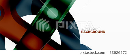 Minimalist geometric abstract background. Lines, circles with shadow effects composition wallpaper design Minimalist geometric abstract background. Lines, circles with shadow effects composition wallpaper design 88626372