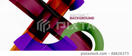 Minimalist geometric abstract background. Lines, circles with shadow effects composition wallpaper design Minimalist geometric abstract background. Lines, circles with shadow effects composition wallpaper design 88626373