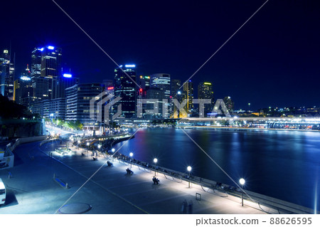 Sydney CBD view at night in Sydney. The Sydney central business district is the main commercial centre of Sydney, New South Wales, Australia. Sydney CBD view at night in Sydney. The Sydney central business district is the main commercial centre of Sydney, New South Wales, Australia. 88626595