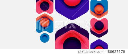 Color arrow shapes on white backdrop. Minimal geometric abstract background. Vector illustration for wallpaper banner background or landing page 88627576
