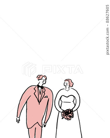 Women in wedding dresses and men in black ties,... - Stock Illustration  [88627605] - PIXTA
