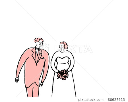 Women in wedding dresses and men in black ties, no text (horizontal, left) 88627613