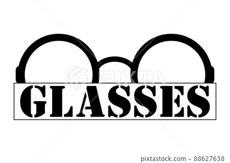 Glasses with round lenses and signboard with text. Vector template on empty background. 88627638