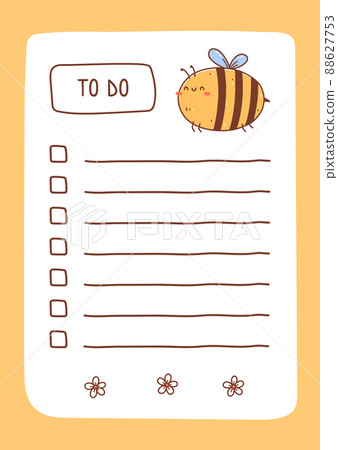 To do list template decorated by kawaii bee and flowers To do list template decorated by kawaii bee and flowers 88627753