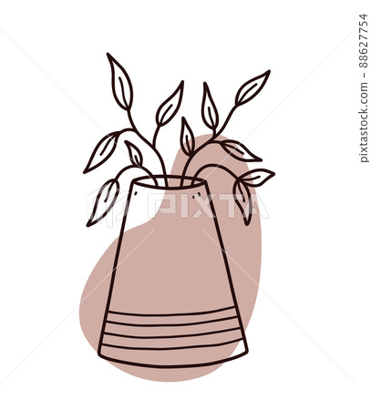 Minimalist vase with branches isolated on white background 88627754