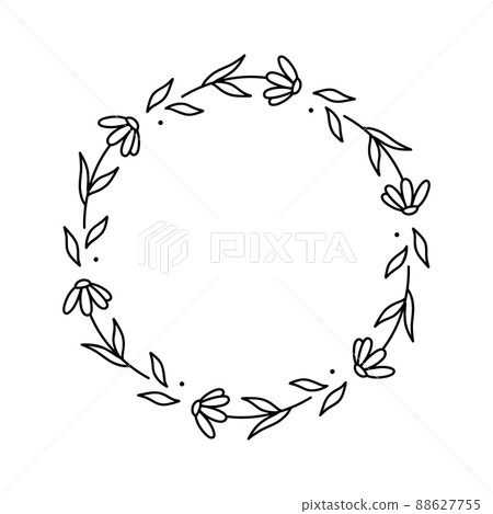 Set of spring floral wreaths isolated on white background Set of spring floral wreaths isolated on white background 88627755