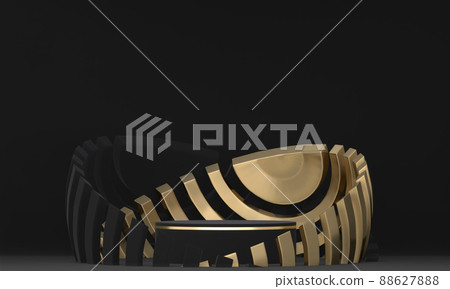 Abstract black stage podium decoration suitable for products.3D rendering 88627888