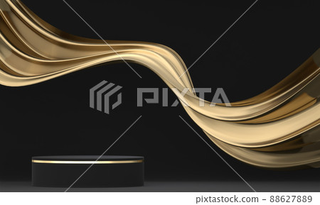 Abstract black stage podium decoration suitable for products.3D rendering 88627889