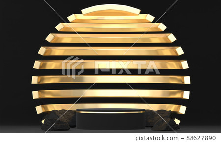 Abstract black stage podium decoration suitable for products.3D rendering 88627890