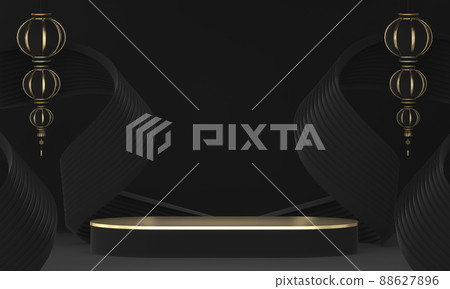 black stage podium decoration suitable for products.3D rendering 88627896