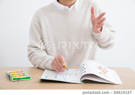 Instructor who gives a hand sign Instructor who gives a hand sign 88628187