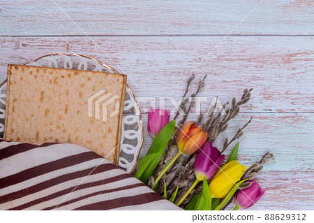 Pesach with matzos on Passover celebration Pesach with matzos on Passover celebration 88629312