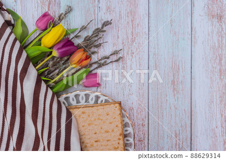 Passover Jewish on matzah on the wood table Passover Jewish on matzah on the wood table 88629314