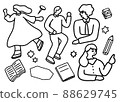 Line drawing illustration (business, study) 88629745