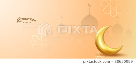 ramadan kareem background 3d crescent moon theme design vector banner illustration ramadan kareem background 3d crescent moon theme design vector banner illustration 88630099