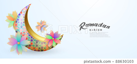 ramadan kareem background 3d color crescent moon background theme design vector banner illustration ramadan kareem background 3d color crescent moon background theme design vector banner illustration 88630103
