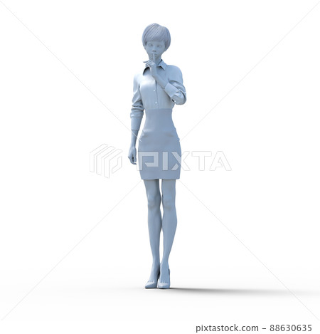 Please be quiet! White-collar perming3DCG illustration material 88630635