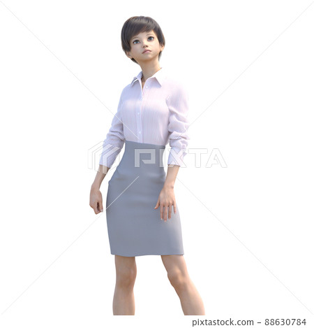 Female employee looking up perming3DCG illustration material Female employee looking up perming3DCG illustration material 88630784
