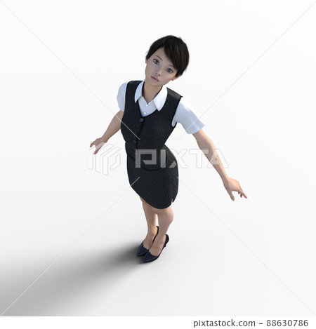 Female employee looking up perming3DCG illustration material Female employee looking up perming3DCG illustration material 88630786