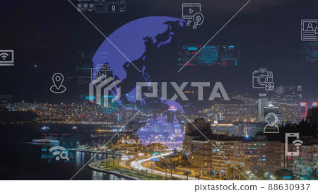 Smart city and communication network concept. 5G. LPWA Low Power Wide Area. Wireless communication. High quality photo Smart city and communication network concept. 5G. LPWA Low Power Wide Area. Wireless communication. High quality photo 88630937