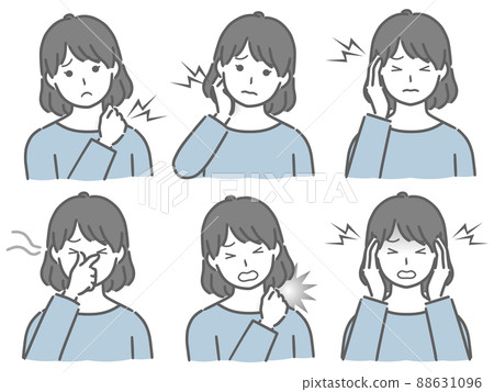 A young woman in plain clothes that hurts various parts A young woman in plain clothes that hurts various parts 88631096