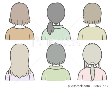 Young woman's backward facing upper body set (plain clothes) 88631567