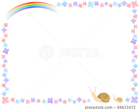 Hydrangea, snail and rainbow frame 88631672